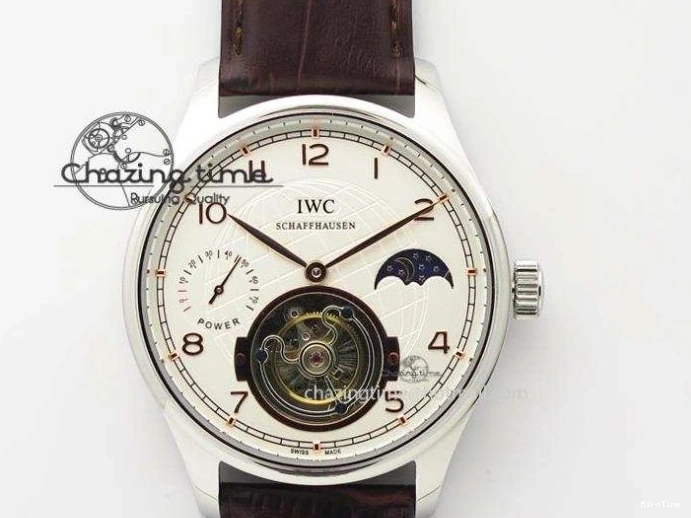 MIROTIME 0411 Packable Portuguese IW358304 ZF 1:1 Best Edition SS White Dial Blue Markers on Leather Strap A 7079